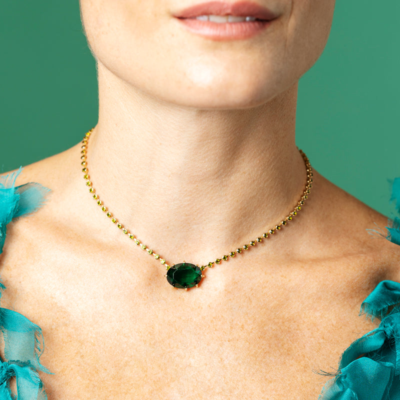 MIRTO olive and emerald necklace